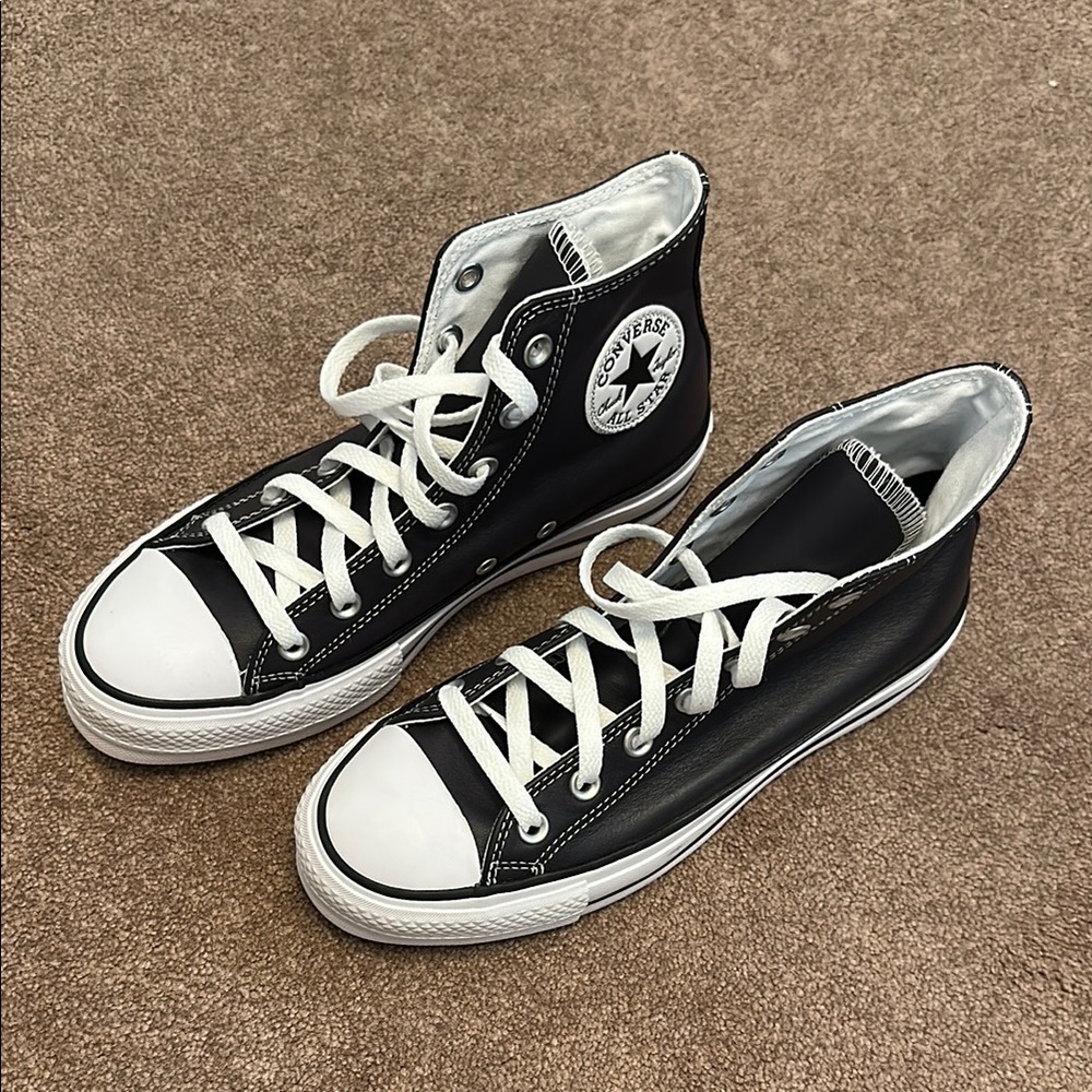 Converse Leather Navy High-Top Sneakers